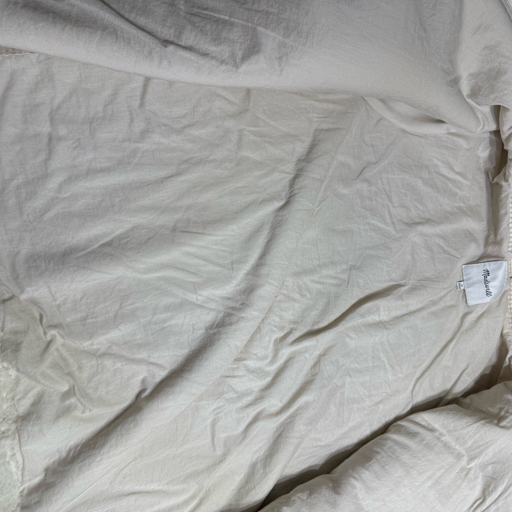Madewell Cream Teddy Jacket with Gingham Accents - Picture 3 of 8